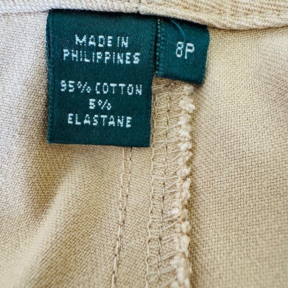 Lauren Ralph Lauren Womens Camel Tan Straight Hi Rise Cotton Pants Sz 8 P NEW - Picture 7 of 7
